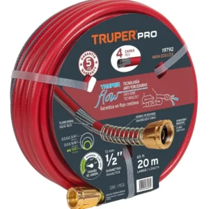 Manguera Súper Reforzada Truper 1/2" x 20 m 4 Capas PVC